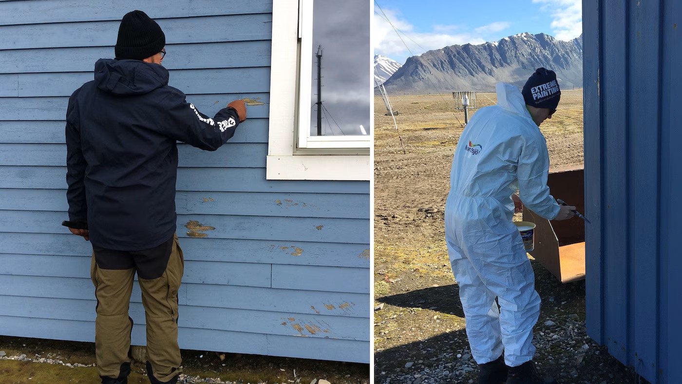 Fasademaling og forarbeid på Svalbard